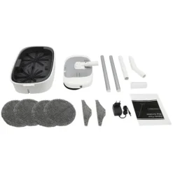 Elektrisk mopp, 180° rotation, 40 W dubbla motorer, 0,11 gal vattentank, LED-ljus, för trä- och klinkergolv, mörkgrå