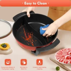 Elektrisk Shabu Hot Pot - Gryta med värmebas - 1360 W - 6 L kapacitet - Dubbelkammare 2 fack - 220 V - För familj & restaurang