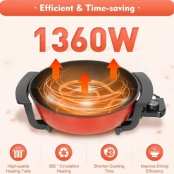 Elektrisk Shabu Hot Pot - Gryta med värmebas - 1360 W - 6 L kapacitet - Dubbelkammare 2 fack - 220 V - För familj & restaurang