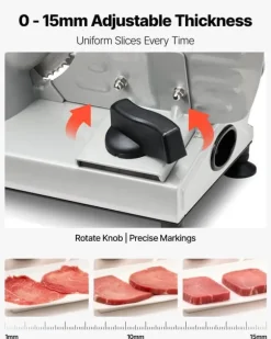 Elektrisk skärmaskin - Påläggsmaskin - Bladdiameter 170 mm - Effekt 150 W - Justerbar skivtjocklek 0–15 mm - För fryst kött och bröd