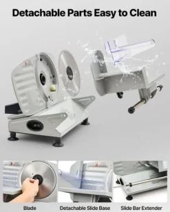 Elektrisk skärmaskin - Påläggsmaskin - Bladdiameter 170 mm - Effekt 150 W - Justerbar skivtjocklek 0–15 mm - För fryst kött och bröd