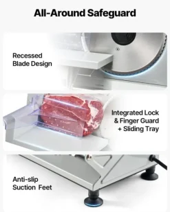Elektrisk skärmaskin - Påläggsmaskin - Bladdiameter 170 mm - Effekt 150 W - Justerbar skivtjocklek 0–15 mm - För fryst kött och bröd