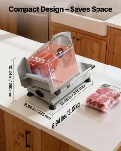 Elektrisk skärmaskin - Påläggsmaskin - Bladdiameter 170 mm - Effekt 150 W - Justerbar skivtjocklek 0–15 mm - För fryst kött och bröd