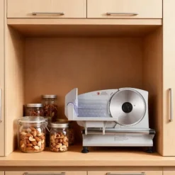 Elektrisk skärmaskin - Påläggsmaskin - Bladdiameter 170 mm - Effekt 150 W - Justerbar skivtjocklek 0–15 mm - För fryst kött och bröd