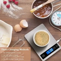 Elektronisk köksvåg, 15 kg/33 lb matvåg, köksvåg Noggrannhet på 1 g/0,1 oz, USB-laddning, LCD-skärm