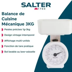 Elektronisk köksvåg - SALTER - 112 WHWHDR - Precision 25g - 15 års garanti - Lätt att förvara