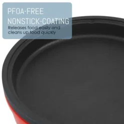 Elite gourmet EGL-6101 650 W elektrisk stekpanna med non-stick beläggning, snabb uppvärmning, härdat glaslock, röd