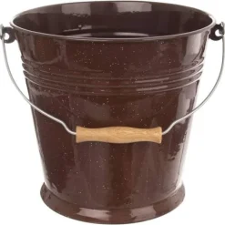 Emaljerad mjölkhink med lock, brun 10 l