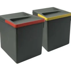 Emuca Recycling Bin Recycling Kit för kökslådor Återvinningshöjd 266 mm, 2x15 liter, antracitgrå plast