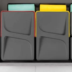 Emuca Recycling Bin Recycling Kit för kökslådor Återvinningshöjd 266 mm, 2x15 liter, antracitgrå plast