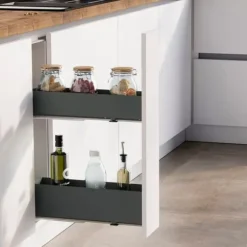 Emuca Sidomonterad utdragbar flaska i titan Simplex med dämpad stängning, modul 150mm, Grafitgrå