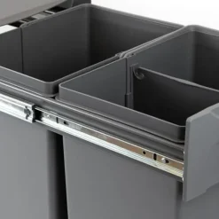 -Emuca återvinningsbehållare med nedre montering och manuell utdragning för köksdelar Recycle, 2x20 liter, Grå plast