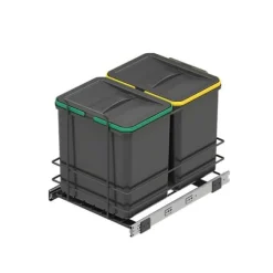 Emuca Återvinningsbehållare Recycle för kök, 2 x 16 L, fastsättning från botten och manuell uttagning, Grå antracitplast