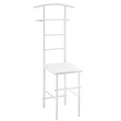 [en.casa]® Klädbetjänt Anaheim-107x45x45cm-pulverlackerad metall-MDF- Sitshöjd: 45 cm-vit