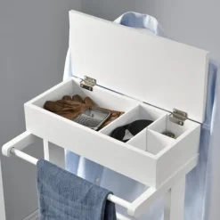 [en.casa]® Klädbetjänt-43,5x34,5x110cm-furu-vit