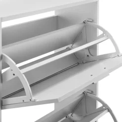 [en.casa]® Skoskåp-63x24x81cm-2 fack-vit-plats för 12 par skor