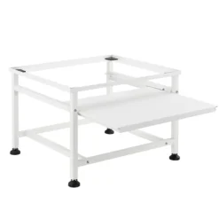 [en.casa]® Tvättmaskinstativ-Förhöjningssockel-med utdragbar hylla-63x54x41cm-pulverlackerat stål-vit-max.belastning:150kg
