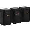 Ensemble 3 Lådor för Te Kaffe Socker 9x14,5cm Hermetisk Cheffinger Svart