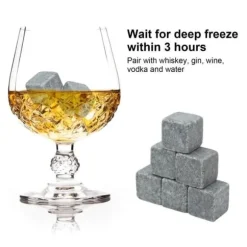 ESTINK Whiskey Stones Whisky Stones 2 cm Granit Whisky Ice Pie Stone Flanellpåse Presentset för Whisky Gin Wine