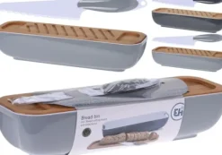 Excellent Houseware brödlåda i plast med skärbräda