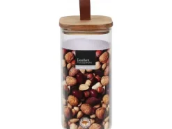 Excellent Houseware Glasburk med lock av trä, lufttät förslutning