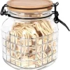 Excellent Houseware Köksburk glasbehållare med bambulock patentklämma tät med försegling 1,1 l