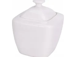 Excellent Houseware sockerskål i porslin med lock, 320 ml, vit