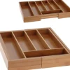 Excellent Houseware Utdragbar bestickbricka, bambu
