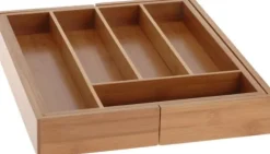 Excellent Houseware Utdragbar bestickbricka, bambu