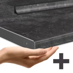 Fame-Line hörnkök, 227 x 287 cm, PT Antracit, Blank antracit/Gyllene ek, Vicco