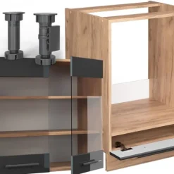 Fame-Line hörnkök, 227 x 287 cm, PT Antracit, Blank antracit/Gyllene ek, Vicco