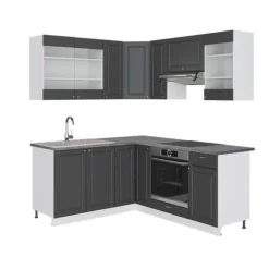 Fame-Line hörnkök, 160 x 190 cm, PT Antracit, Antracit-guld/vit, Vicco