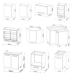 Fame-Line hörnkök, 160 x 60 cm utan bänkskiva, Grön ek och guld/guld ek, Vicco