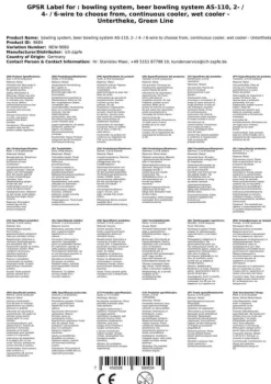 Fatölskylare, Ölkylare, Öltapp, Öldispenser Lindr AS-110 2/4/6 linje för val, kör svalare, våta kylare - under disk, Green Line, Kylslingor:4-radig