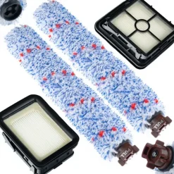 Filter och Borstset 2x HEPA 2x Rullar – Dubbel Rengoring | Mikrofiber Nylon | Ersattningsdel för Bissell CrossWave 1866 17132