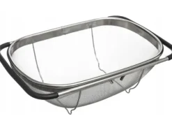 5five Durkslag i rostfritt stål, kökssil med handtag, durkslag i rostfritt stål, kökstillbehör, durkslag i stål