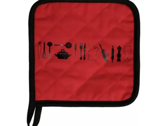 5five Hotware-underlägg, 18 x 18 cm, bomull, röd och svart