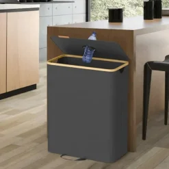 Flaskbehållare 140L - Återvinningskärl med lock och innerpåse - För kök