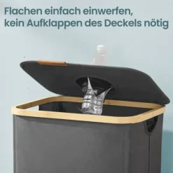 Flaskbehållare 140L - Återvinningskärl med lock och innerpåse - För kök