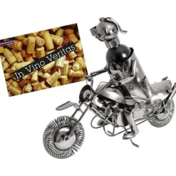 Flaskhållare - HENRY BRUBAKER - Motorcyklist - Skulptur i Metall - Presentidé - 38cm x 45cm x 16cm