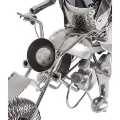 Flaskhållare - HENRY BRUBAKER - Motorcyklist - Skulptur i Metall - Presentidé - 38cm x 45cm x 16cm