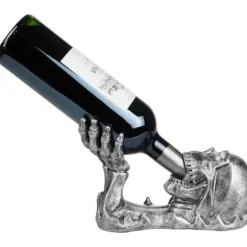 Flaskhållare - HENRY BRUBAKER - Dödskalle - Polyresin - Silver - 13x22x10,5 cm