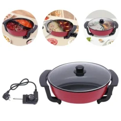 Fonduegryta - Elektrisk med värmeplatta och lock - 6 liter - 2 fack - 1300 W - Himmelsblå