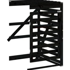 Förlängning till skjul för sopkärl svart massiv furu