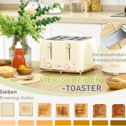 Frukostset, vattenkokare och brödrost, 24.2x19.5x23.4 cm, beige, plast