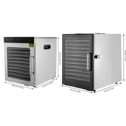 Frukttork - Matdehydrator - 12 Rostfria Brickor - 800 W - Digital Temperatur 30–90 °C - Timer 0,5–24 h - Svart