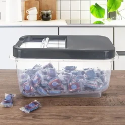 Förvaringsbehållare för kapslar, pulver och mat, grå, 7,5 l