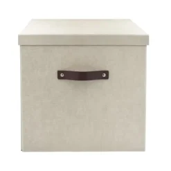 Förvaringsbox m.lock kartong stor linne