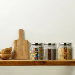 Förvaringsburkar, 3 delar, 14x12 cm, Transparent