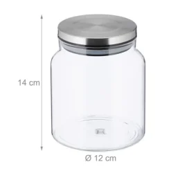 Förvaringsburkar, 3 delar, 14x12 cm, Transparent